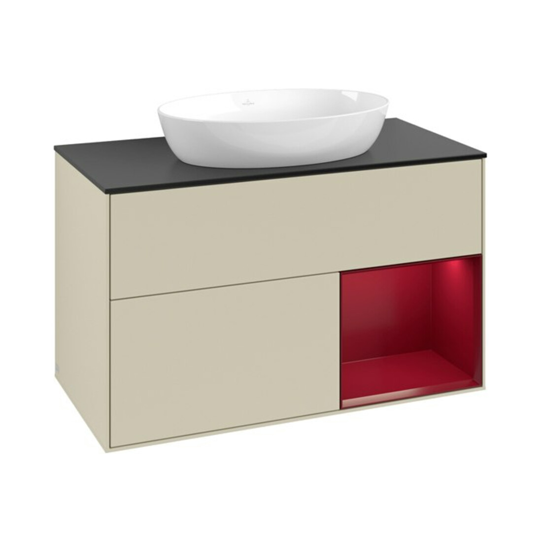 V&B Waschtischunterschrank Finion 100, Pl b m, Reg Peo m Lac, si Gr m Lac