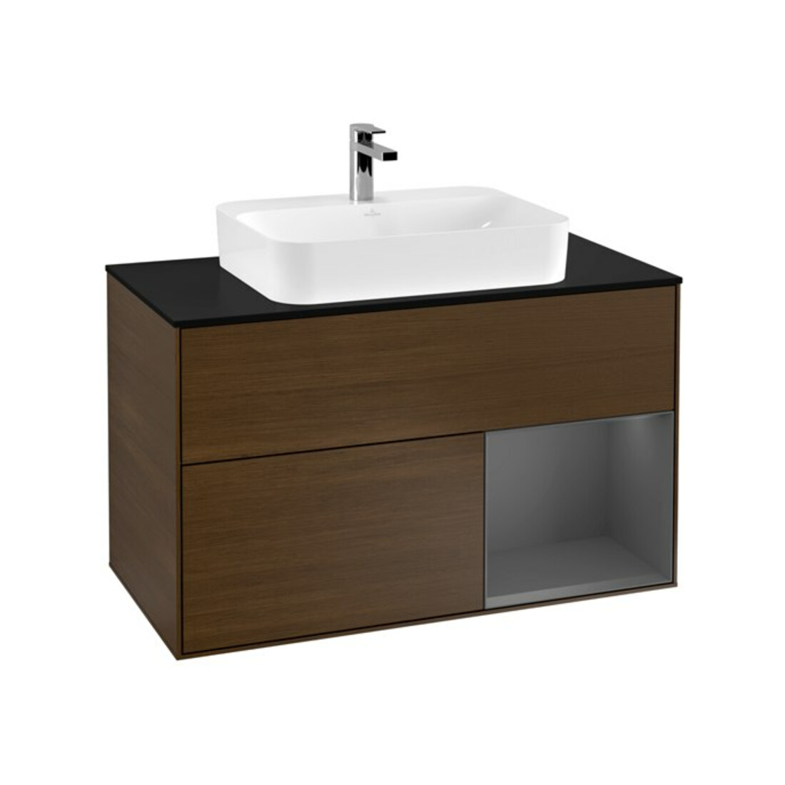 V&B Waschtischunterschrank Finion 100, Pl b m, Reg re Anthrac. m, wal ven