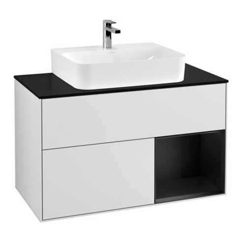 V&B Waschtischunterschrank Finion 100, Pl b m, Reg re bla m Lac, wh. m Lac