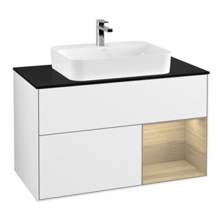 V&B Waschtischunterschrank Finion 100, Pl b m, Reg re Oa ven, glo wh. Lac