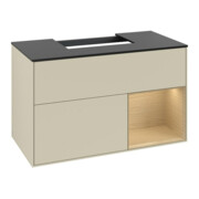 V&B Waschtischunterschrank Finion 100, Pl b m, Reg re Oa ven, si Gr m Lac