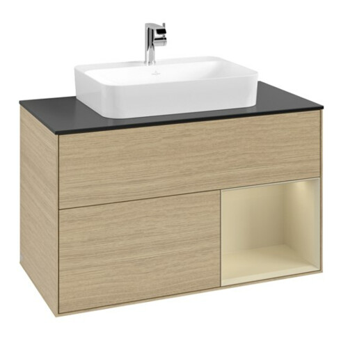 V&B Waschtischunterschrank Finion 100, Pl b m, Reg re si Gr m Lac, Oa ven