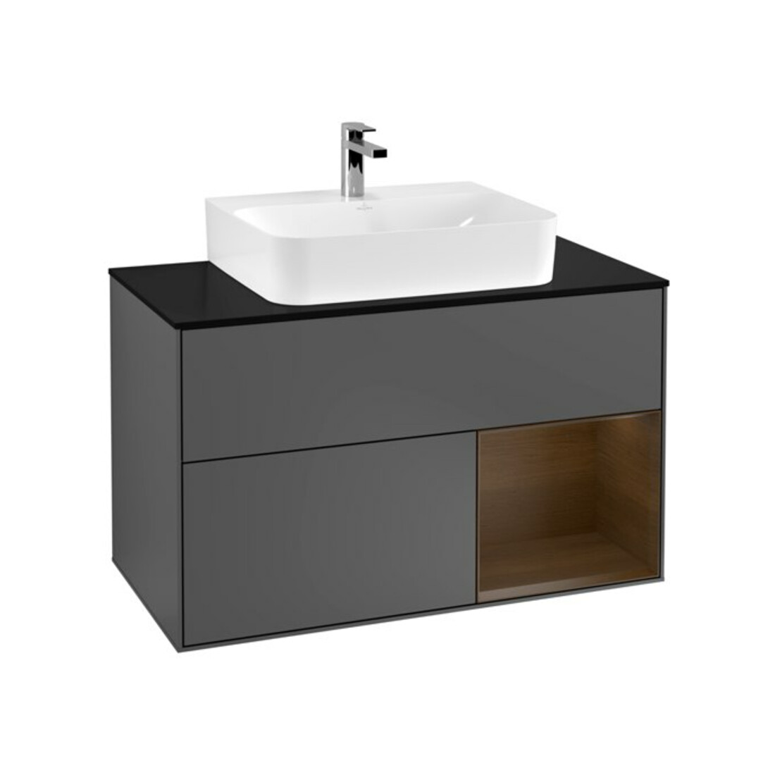 V&B Waschtischunterschrank Finion 100, Pl b m, Reg re wal ven, Anthrac. m