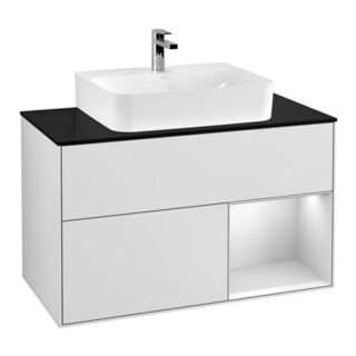 V&B Waschtischunterschrank Finion 100, Pl b m, Reg re wh. m Lac, wh. m Lac