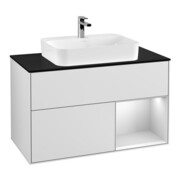 V&B Waschtischunterschrank Finion 100, Pl b m, Reg re wh. m Lac, wh. m Lac