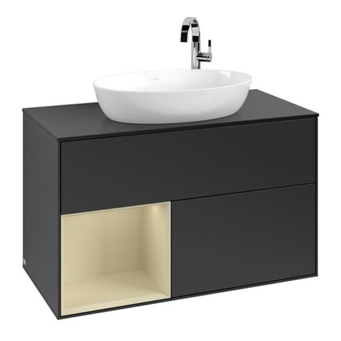 V&B Waschtischunterschrank Finion 100, Pl b m, Reg si Gr m Lac, bla m Lac