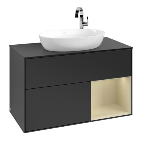 V&B Waschtischunterschrank Finion 100, Pl b m, Reg si Gr m Lac, bla m Lac