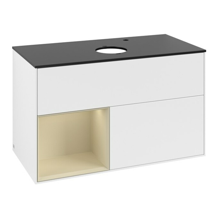 V&B Waschtischunterschrank Finion 100, Pl b m, Reg si Gr m Lac, wh. m Lac