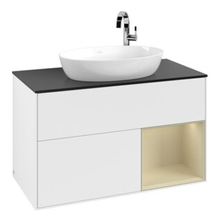 V&B Waschtischunterschrank Finion 100, Pl b m, Reg si Gr m Lac, wh. m Lac