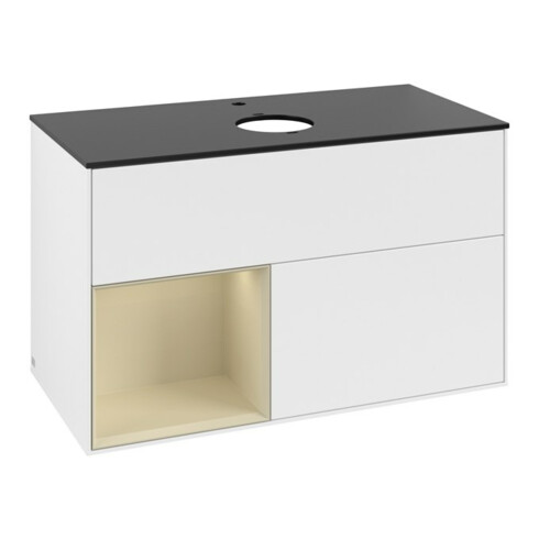 V&B Waschtischunterschrank Finion 100, Pl b m, Reg si Gr m Lac, wh. m Lac