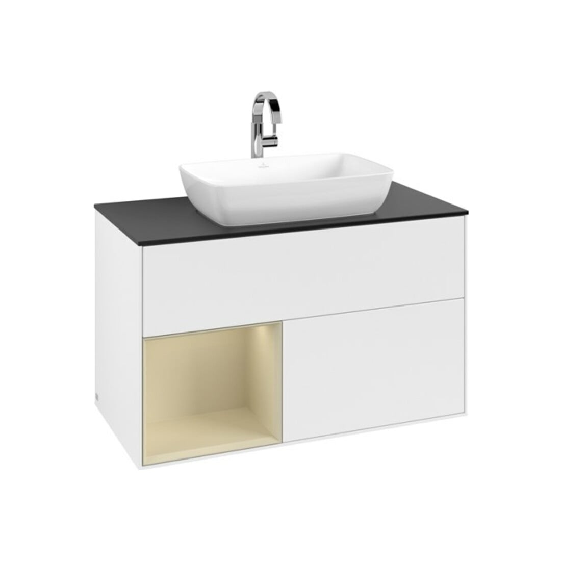 V&B Waschtischunterschrank Finion 100, Pl b m, Reg si Gr m Lac, wh. m Lac