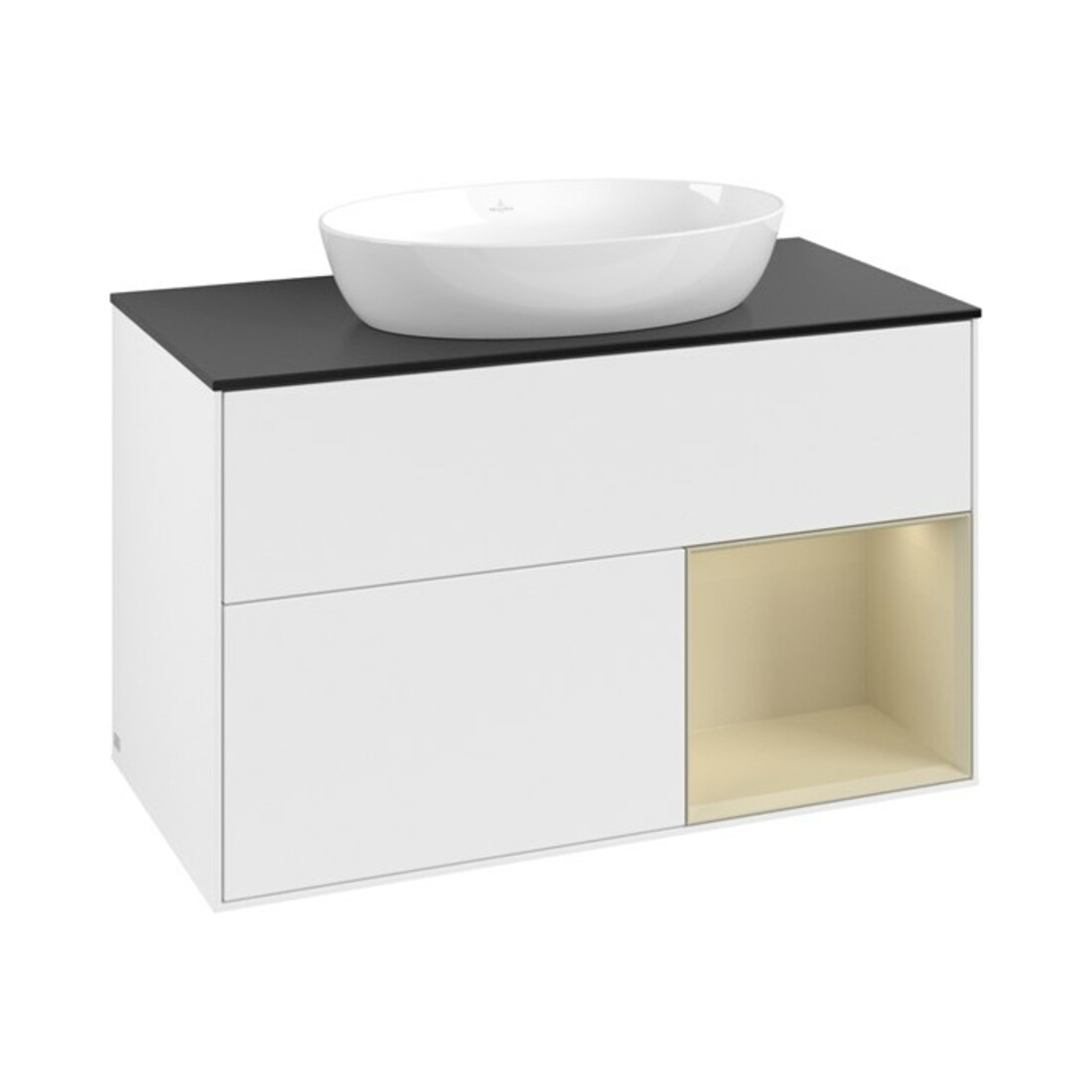 V&B Waschtischunterschrank Finion 100, Pl b m, Reg si Gr m Lac, wh. m Lac