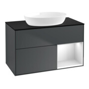 V&B Waschtischunterschrank Finion 100, Pl b m, Reg wh. m Lac, md bl. m Lac