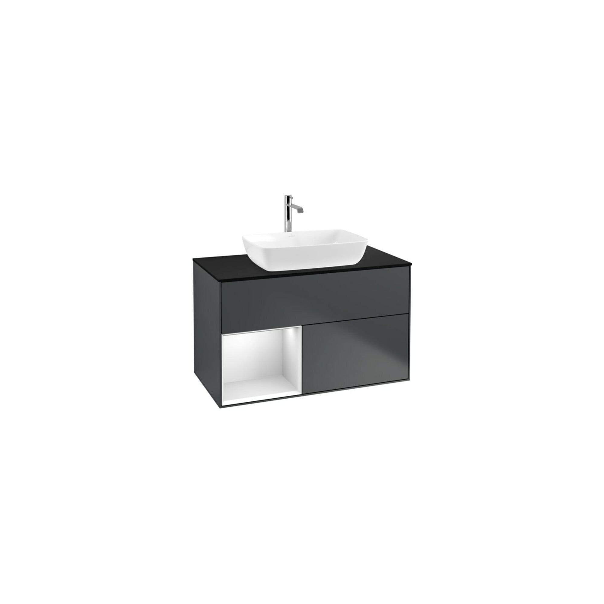 V&B Waschtischunterschrank Finion 100, Pl b m, Reg wh. m Lac, md bl. m Lac ; Villeroy & Boch