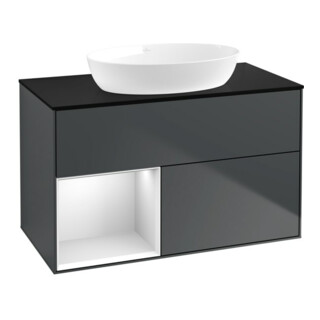 V&B Waschtischunterschrank Finion 100, Pl b m, Reg wh. m Lac, md bl. m Lac