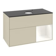 V&B Waschtischunterschrank Finion 100, Pl b m, Reg wh. m Lac, si Gr m Lac
