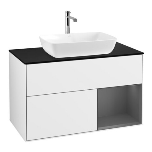 V&B Waschtischunterschrank Finion 100, Pl b m, Rg A m Lac, glo wh. Lac