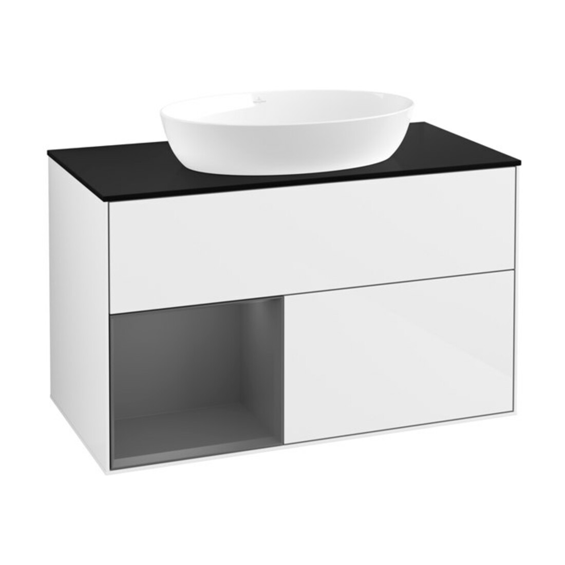 V&B Waschtischunterschrank Finion 100, Pl b m, Rg A m Lac, glo wh. Lac