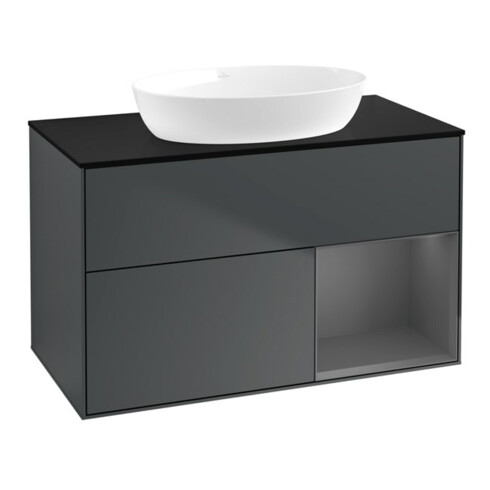 V&B Waschtischunterschrank Finion 100, Pl b m, Rg A m Lac, md bl. m Lac