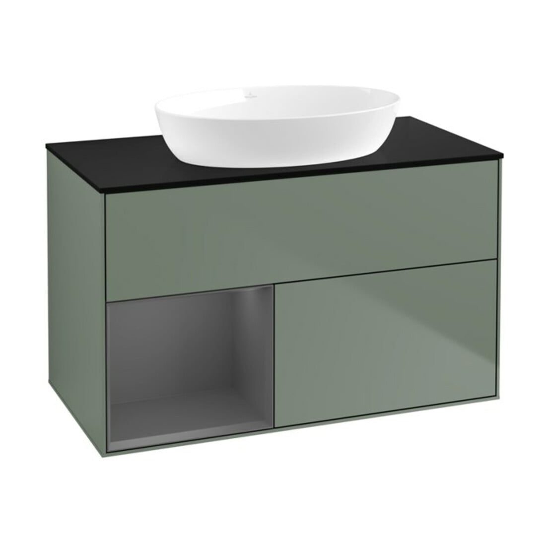 V&B Waschtischunterschrank Finion 100, Pl b m, Rg A m Lac, Oli. m Lac