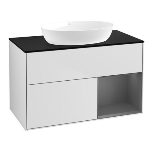 V&B Waschtischunterschrank Finion 100, Pl b m, Rg A m Lac, wh. m Lac