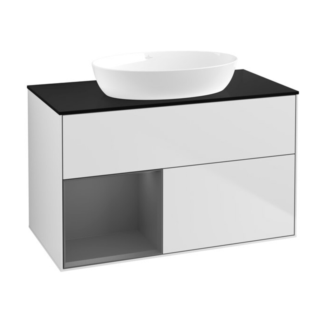 V&B Waschtischunterschrank Finion 100, Pl b m, Rg A m Lac, wh. m Lac