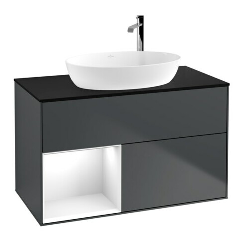 V&B Waschtischunterschrank Finion 100, Pl b m, Rg g wh. Lac, md bl. m Lac