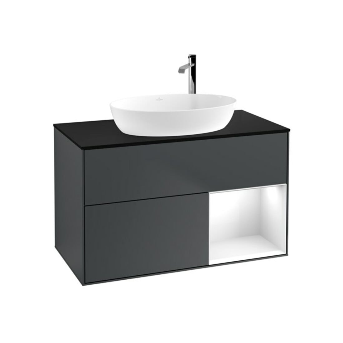 V&B Waschtischunterschrank Finion 100, Pl b m, Rg g wh. Lac, md bl. m Lac