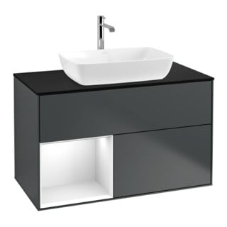 V&B Waschtischunterschrank Finion 100, Pl b m, Rg g wh. Lac, md bl. m Lac