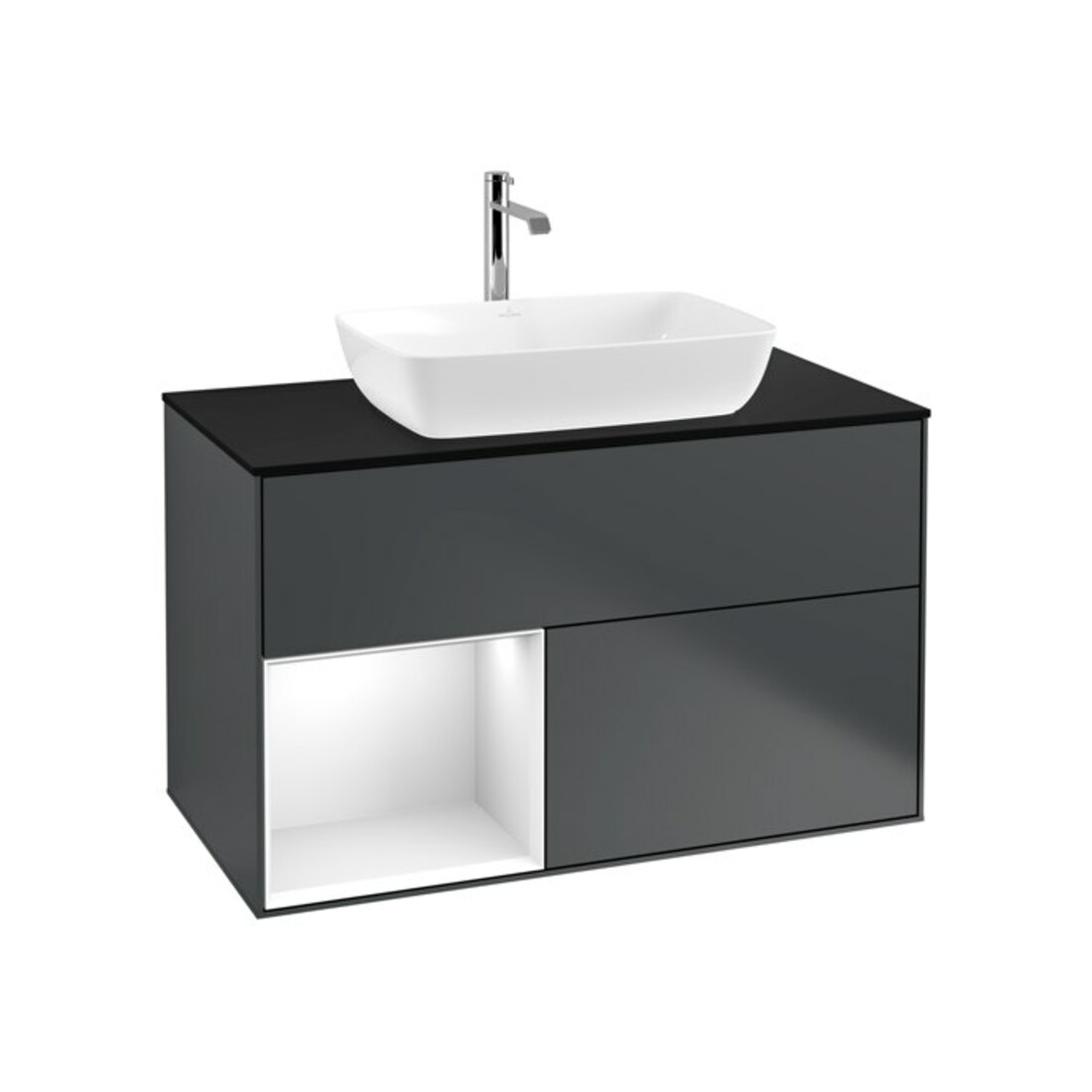 V&B Waschtischunterschrank Finion 100, Pl b m, Rg g wh. Lac, md bl. m Lac