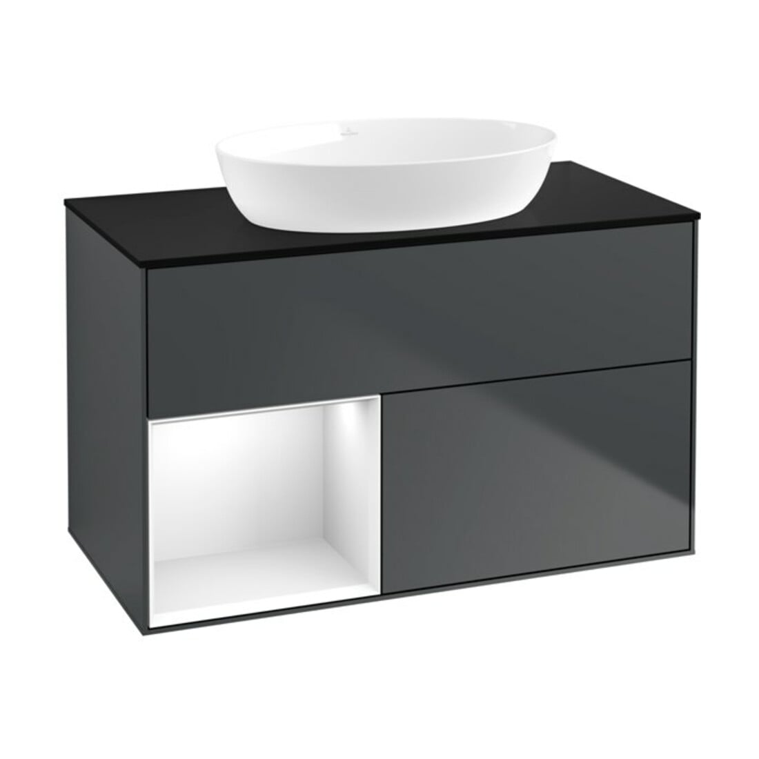 V&B Waschtischunterschrank Finion 100, Pl b m, Rg g wh. Lac, md bl. m Lac