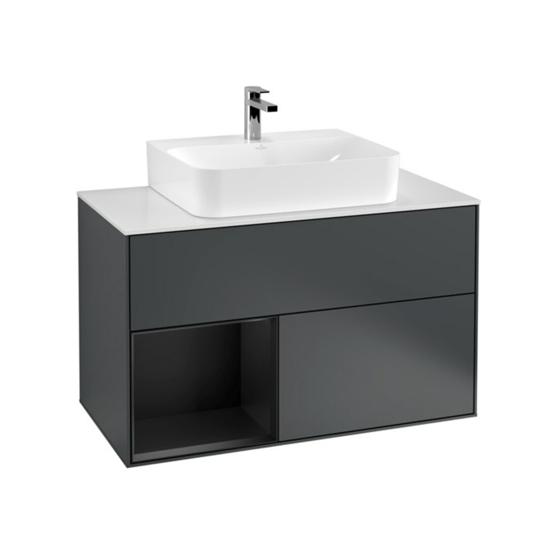V&B Waschtischunterschrank Finion 100, Pl b m, Rg l b m Lac, md bl. m Lac