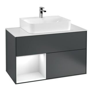 V&B Waschtischunterschrank Finion 100, Pl b m, Rg l g w Lac, md bl. m Lac