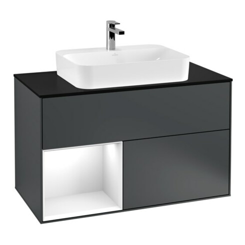 V&B Waschtischunterschrank Finion 100, Pl b m, Rg l g w Lac, md bl. m Lac