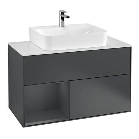 V&B Waschtischunterschrank Finion 100, Pl b m, Rg l md b m La, md b m Lac