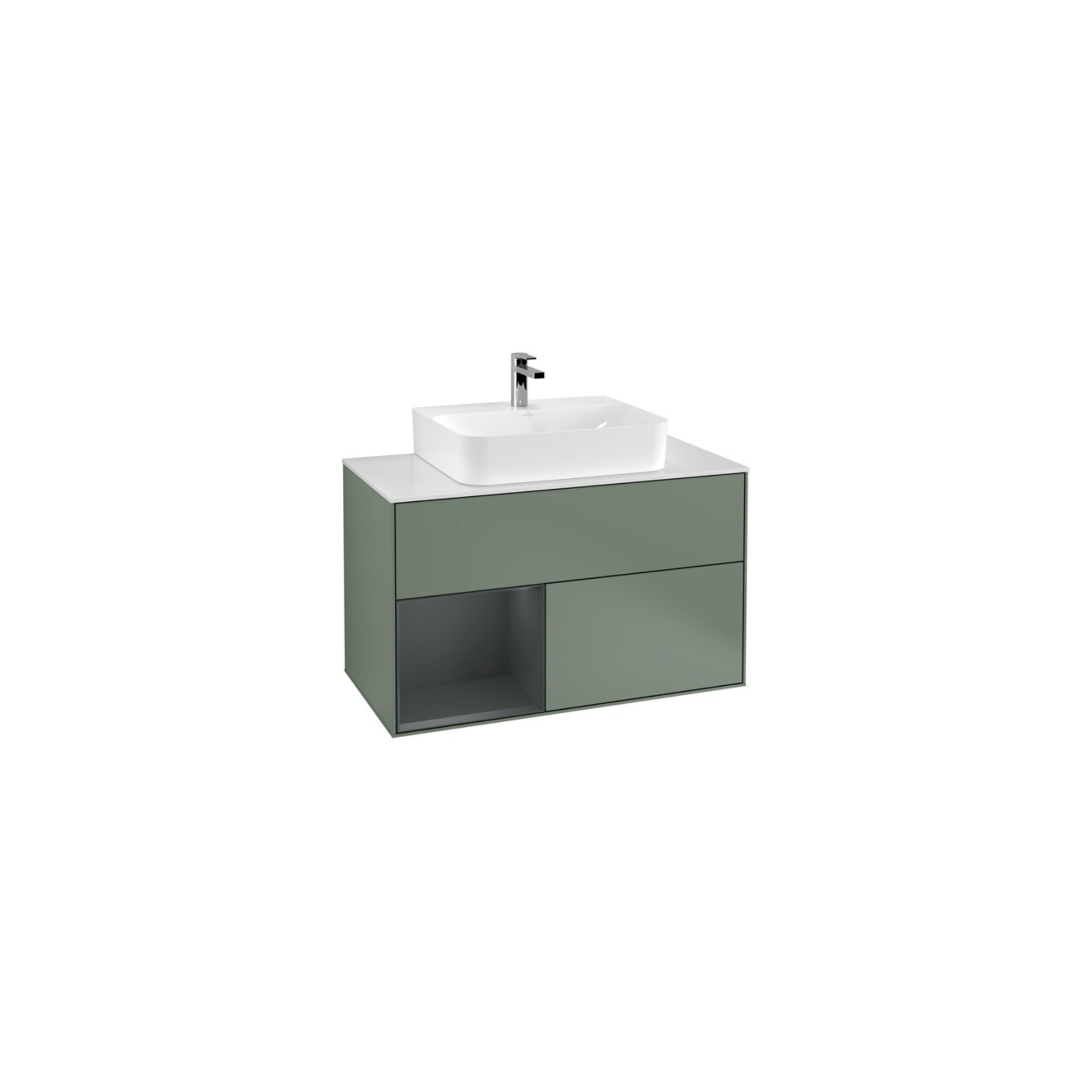 V&B Waschtischunterschrank Finion 100, Pl b m, Rg l md b m Lac, Oli. m Lac ; Villeroy & Boch