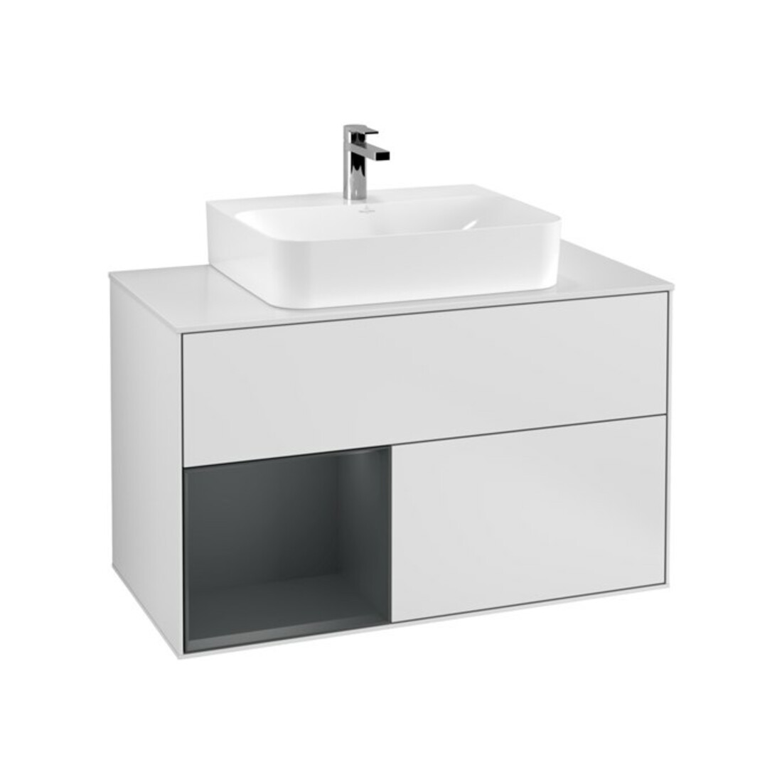 V&B Waschtischunterschrank Finion 100, Pl b m, Rg l md b m Lac, wh. m Lac