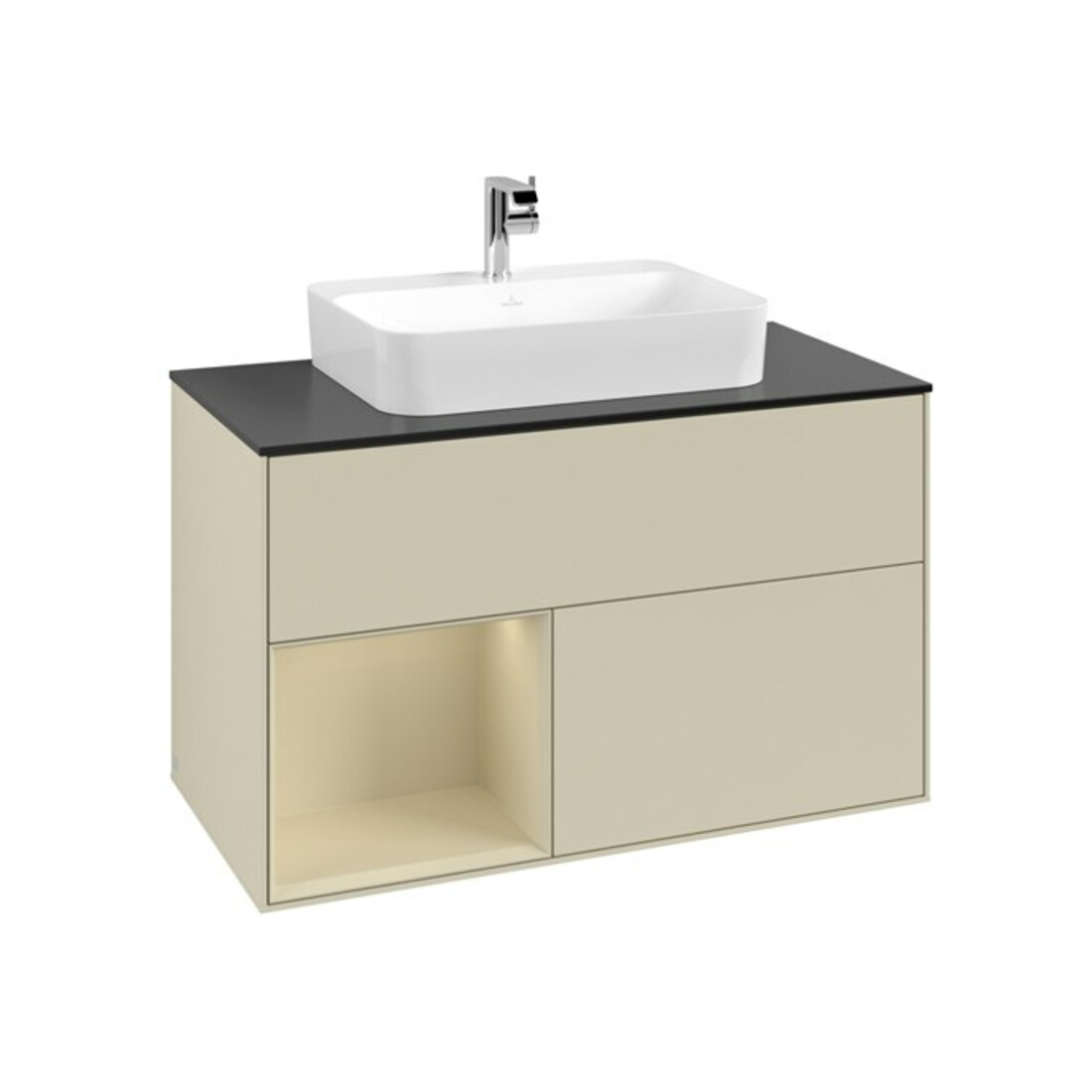 V&B Waschtischunterschrank Finion 100, Pl b m, Rg l si G m La, si Gr m Lac