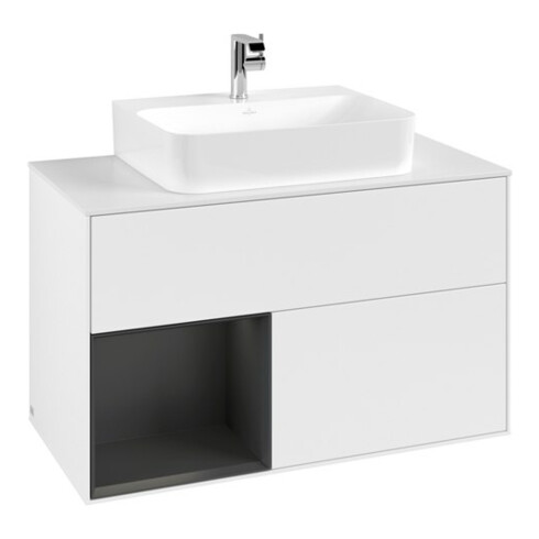 V&B Waschtischunterschrank Finion 100, Pl b m, Rg l si Gr m Lac, wh. m Lac
