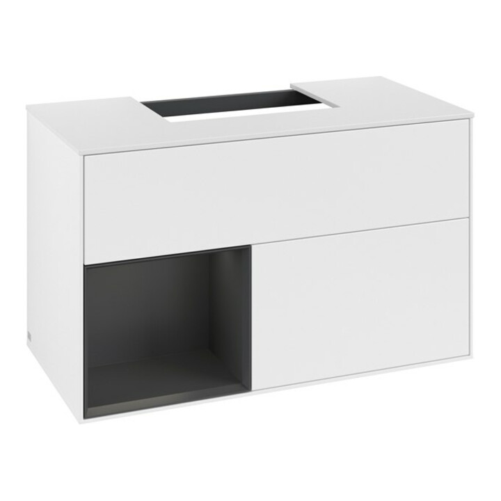 V&B Waschtischunterschrank Finion 100, Pl b m, Rg l si Gr m Lac, wh. m Lac