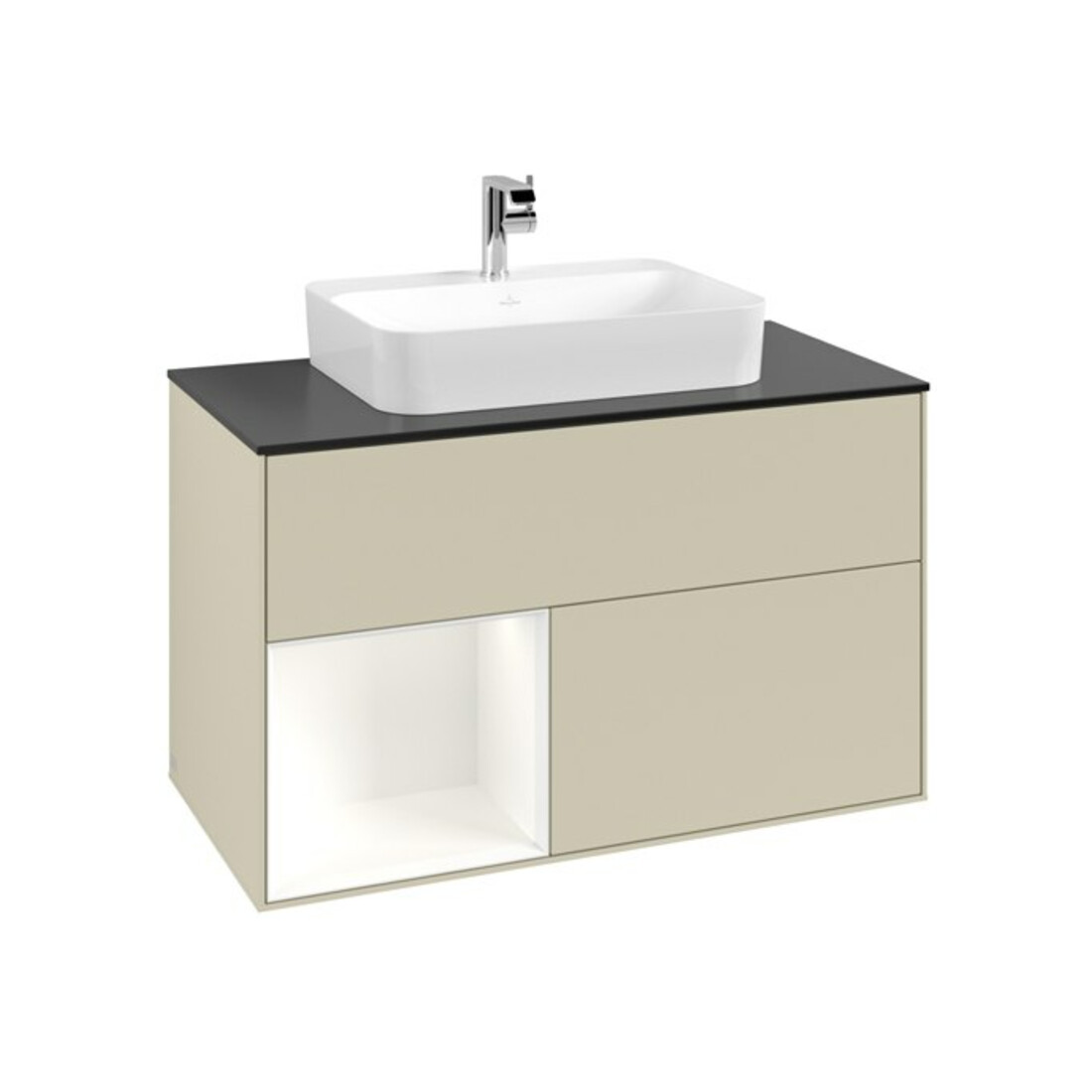 V&B Waschtischunterschrank Finion 100, Pl b m, Rg l wh. m Lac, si Gr m Lac