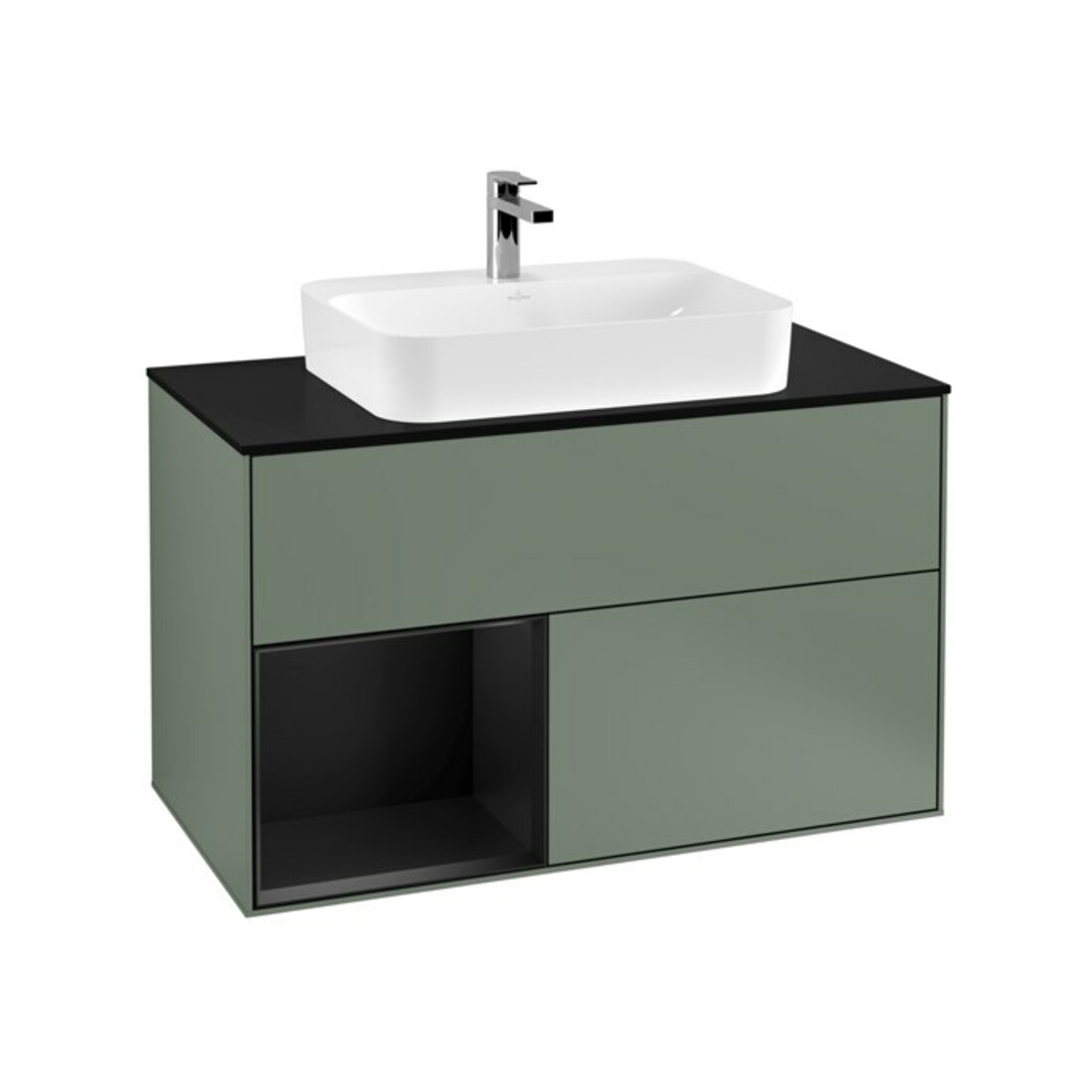 V&B Waschtischunterschrank Finion 100, Pl b m, Rg li bla m Lac, Oli. m Lac