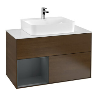V&B Waschtischunterschrank Finion 100, Pl b m, Rg li md bl. m Lac, wal ven