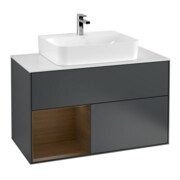 V&B Waschtischunterschrank Finion 100, Pl b m, Rg li wal ven, md bl. m Lac