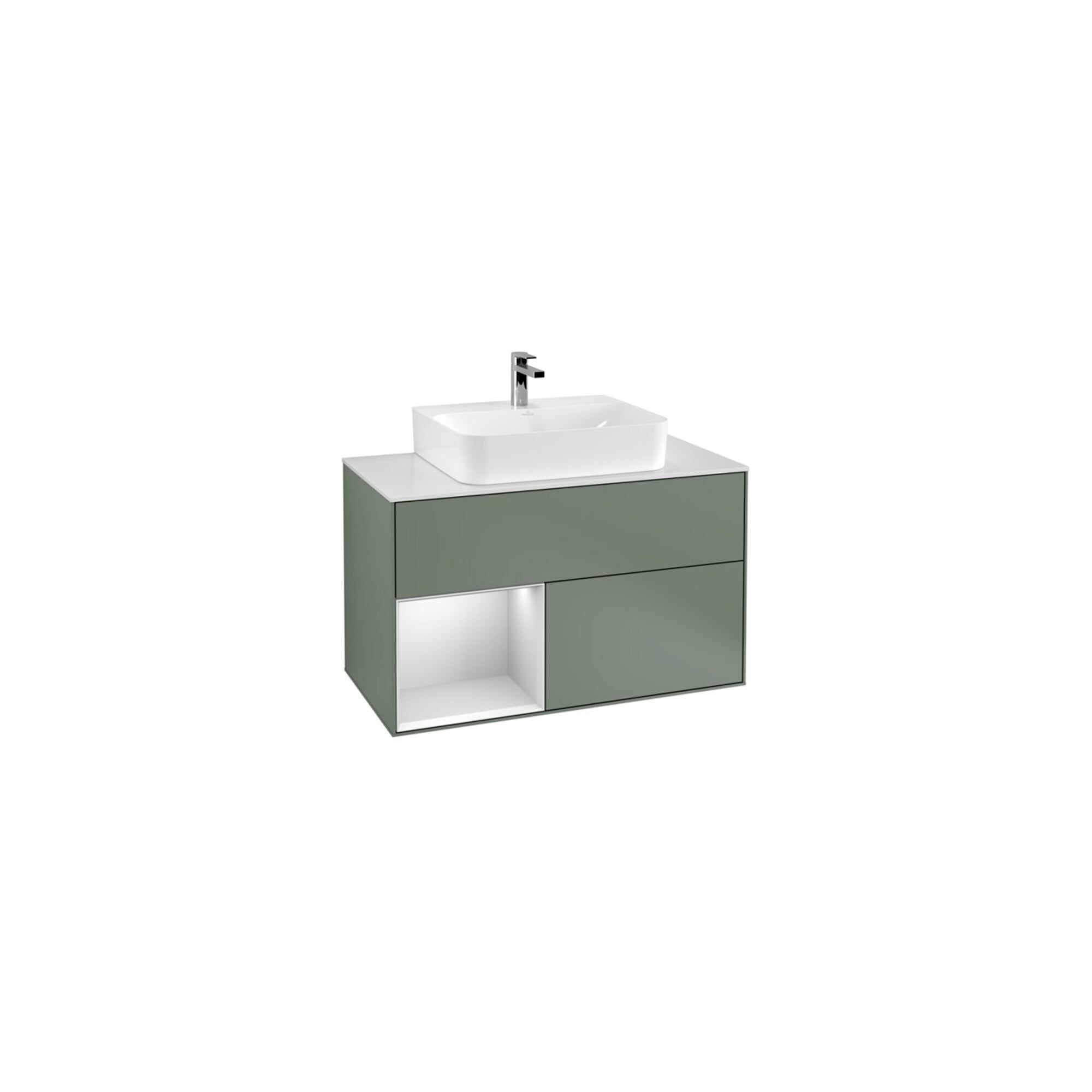 V&B Waschtischunterschrank Finion 100, Pl b m, Rg li wh. m Lac, Oli. m Lac ; Villeroy & Boch