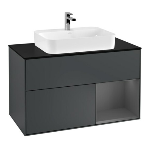 V&B Waschtischunterschrank Finion 100, Pl b m, Rg r A m, md bl. m Lac