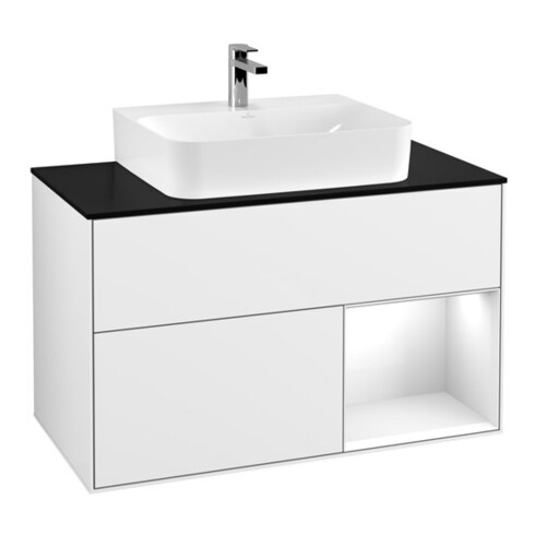 V&B Waschtischunterschrank Finion 100, Pl b m, Rg r g wh. Lac, glo wh. Lac