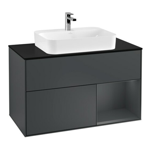V&B Waschtischunterschrank Finion 100, Pl b m, Rg r md b m La, md b m Lac