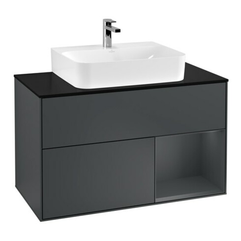 V&B Waschtischunterschrank Finion 100, Pl b m, Rg r md b m La, md b m Lac