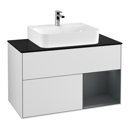 V&B Waschtischunterschrank Finion 100, Pl b m, Rg r md b m Lac, wh. m Lac